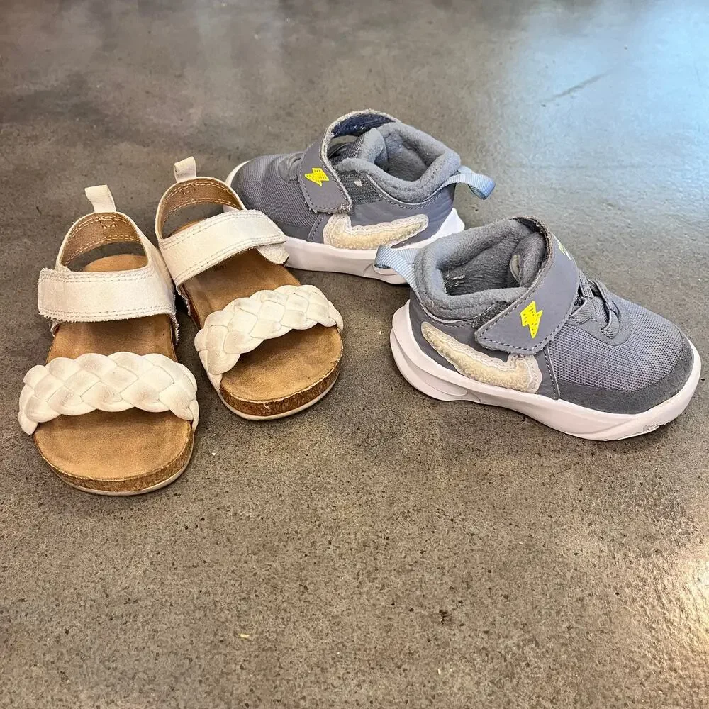 Nike Gray sneaker shoes H&M White sandals bundle toddler girls size 5 baby